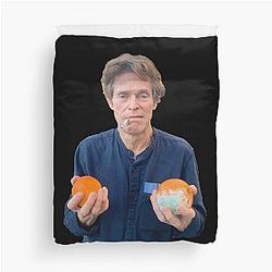 Willem Dafoe Two Orange Meme Duvet Cover