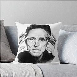 Willem Dafoe Pencil Drawing Throw Pillow