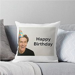 Willem Dafoe Birthday Funny Prank Meme Gift Throw Pillow