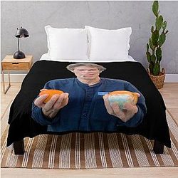 Willem Dafoe With Orange Meme Throw Blanket