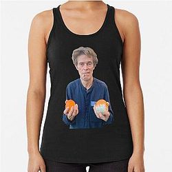 Willem Dafoe with Orange Racerback Tank Top