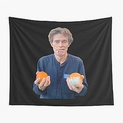 Willem Dafoe Two Orange Meme Tapestry