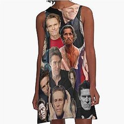Willem Dafoe photo collage A line dress