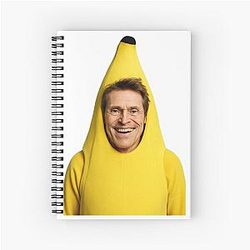 Banana Willem Dafoe funny prank meme cute happy Spiral Notebook