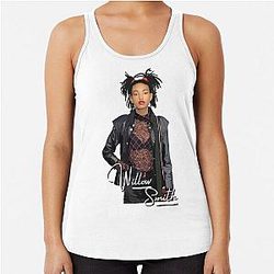 Willow Smith Realistic Digital Art with text Racerback Tank Top
