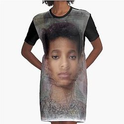 Willow Smith Portrait Overlay Graphic T-Shirt Dress