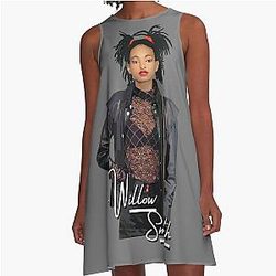 Willow Smith Realistic Digital Art with text A-Line Dress