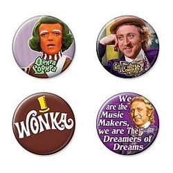 Willy Wonka and the Chocolate Factory, Willy Wonka's 1.25 Inch Collectible Buttons