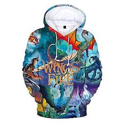 Wings of Fire Hoodie – 3D Epic Dragon Battle Scene Design