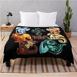 Wings of Fire - Jade Winglet Dragonets: Moonwatcher, Winter, Qibli, Peril, Schildkröte, Umber, Kinkajou Throw Blanket RB1509
