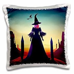 Witch Watches Sunset in Monument Valley. Halloween Alexis Design