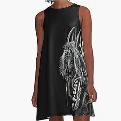 Portrait of a Wolf Man A line Dress