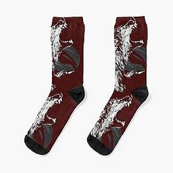 Wolf Man, Girl, Wolf, Longing, Art Socks