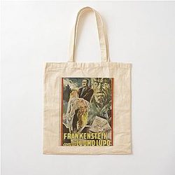 Frankenstein Meets the Wolf Man Cotton Tote Bag