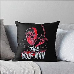 J089 Vintage wolf man movie Throw Pillow