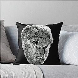 Wolf Man in white Throw Pillow