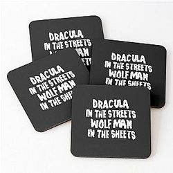 Dracula in the Streets Wolf Man in the Sheets Coasters Set of 4