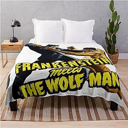 Frankenstein Meets the Wolf Man Throw Blanket