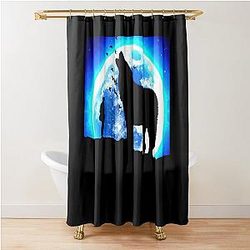 Cool Moon Wolf Man Birds Art Shower Curtain