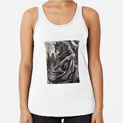 Wolf Man Meme Racerback Tank
