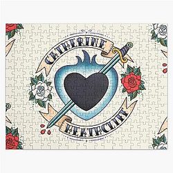 Emily Bronte Wuthering Heights Old School Tattoo Design Jigsaw Puzzle for Book Lovers