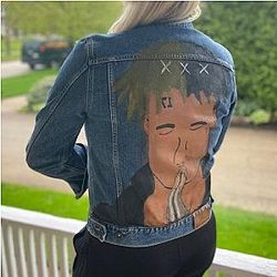 Jahseh Onfroy Jackets - xxxtentacion Hand Painted Jean Jacket