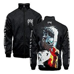 Jahseh Onfroy Jackets - 3D Stand Collar Zipper Jacket Harajuku Sweatwear