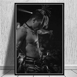 Jahseh Onfroy Posters - Rapper Singer Black - White Color Printing Canvas Painting Wall Art Decoration