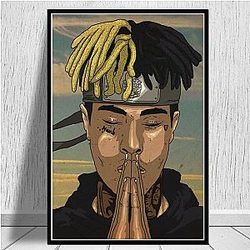 Jahseh Onfroy Posters - Rapper Singer Drawing Print Canvas Painting Wall Art Decoration