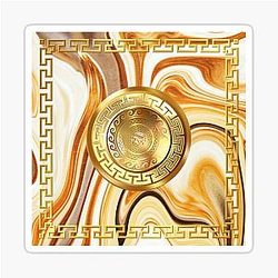 Swirl Marble White Gold Orange Greek Key Collection Sticker