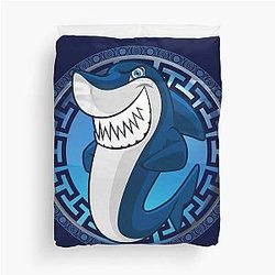 Shark Mati Evil Eye Greek Key Yanni Duvet Cover