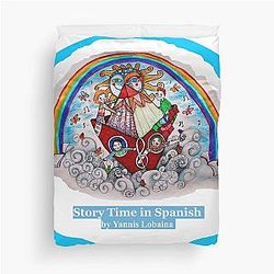 Story Time in Spanish with Yannis Lobaina Duvet Cover