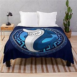 Shark Mati Evil Eye Greek Key Yanni Collection Throw Blanket