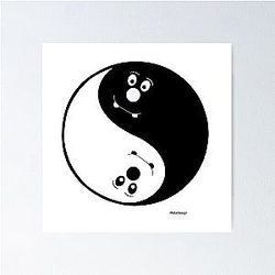 Yinnie and Yanni Cartoon Yin Yang Poster