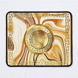 Swirl Marble White Gold Greek Key Mouse Pad Collection