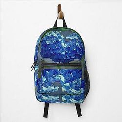 Blue Hydrangea Heartshaped Backpack by Yannis Lobaina