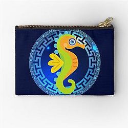 Seahorse Greek Key Yanni Collection Zipper Pouch