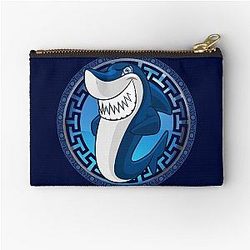 Shark Mati Evil Eye Greek Key Yanni Zipper Pouch