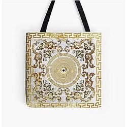 Marble White Gold Greek Yanni Collection All Over Print Tote Bag