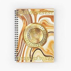 Swirl Marble White Gold Greek Key Yanni Collection Spiral Notebook