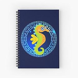 Seahorse Greek Key Yanni Collection Spiral Notebook