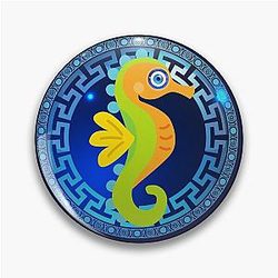Seahorse Mati Evil Eye Greek Key Yanni Pin