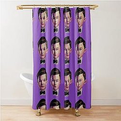 Young Sheldon with bow tie watercolor painting Shower Curtain