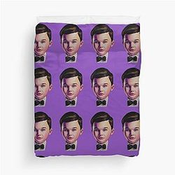 Young Sheldon with bow tie watercolor painting Duvet Cover