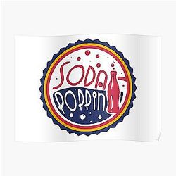 Sodapoppin Posters - Sodapoppin Retro Soda Pop Bottle Cap Red Poster RB1706