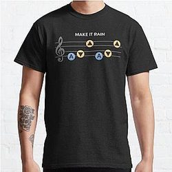 Zelda inspired art, Link Ocarina of time Song of Storms Make it Rain design Classic T-Shirt RB1608