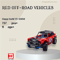 HAPPY BUILD Block YC-23041 Red Off-road vehicles Technician