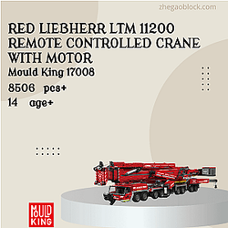 MOULD KING Block 17008 Red Liebherr LTM 11200 Remote Controlled Crane With Motor Technician