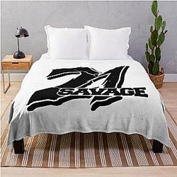 21 Savage Logo Throw Blanket