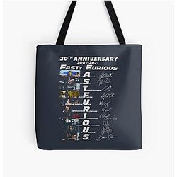 20th Anniversary 2001-2021 Fast and Furious Signatures Over Print Tote Bag